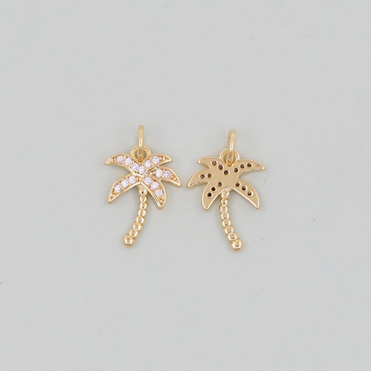 Gold Palm Tree Charms,18K Gold Filled Palm tree Pendant,CZ Micro Pave Silver Palm tree Charm Bracelet Necklace for DIY Jewelr