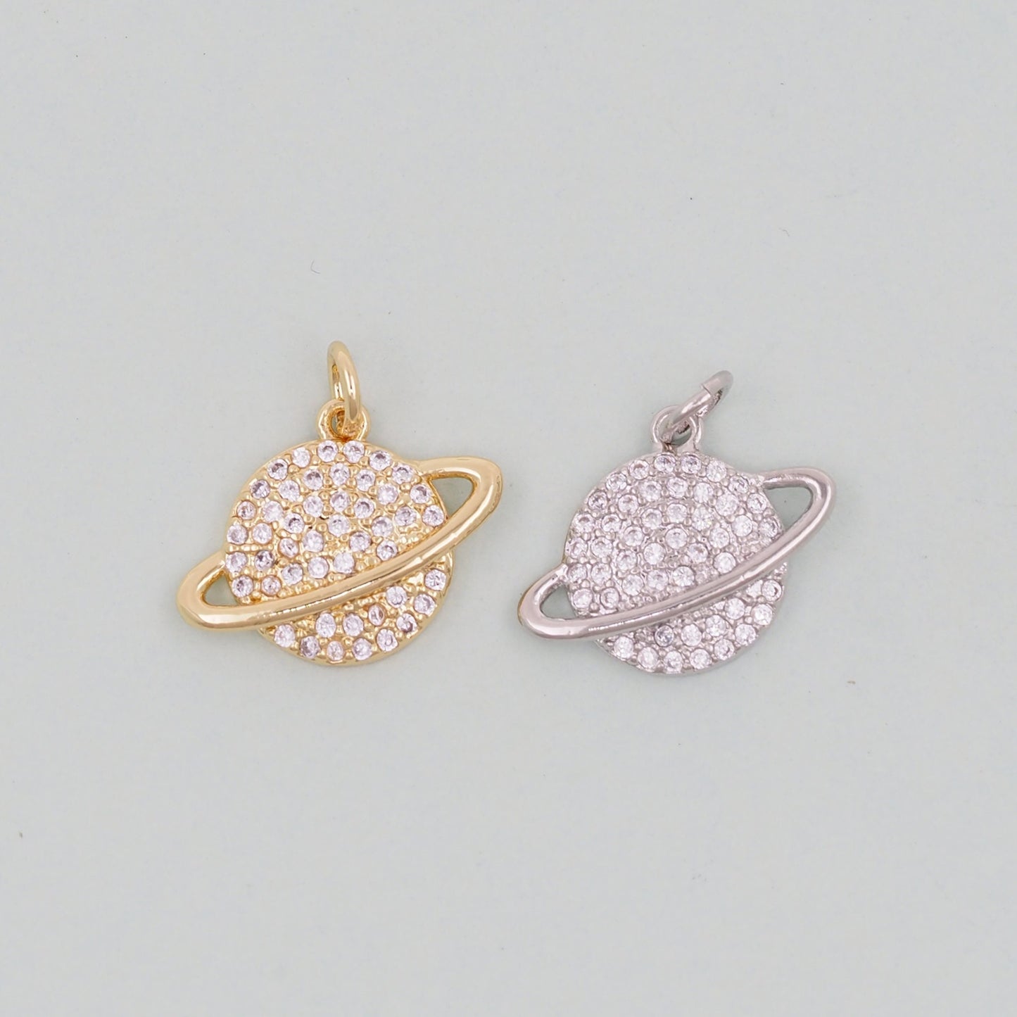 Gold Saturn Charms,18K Gold Filled Saturn Pendant,Silver Celestial Charm Bracelet Necklace for DIY Jewelry Making Supply