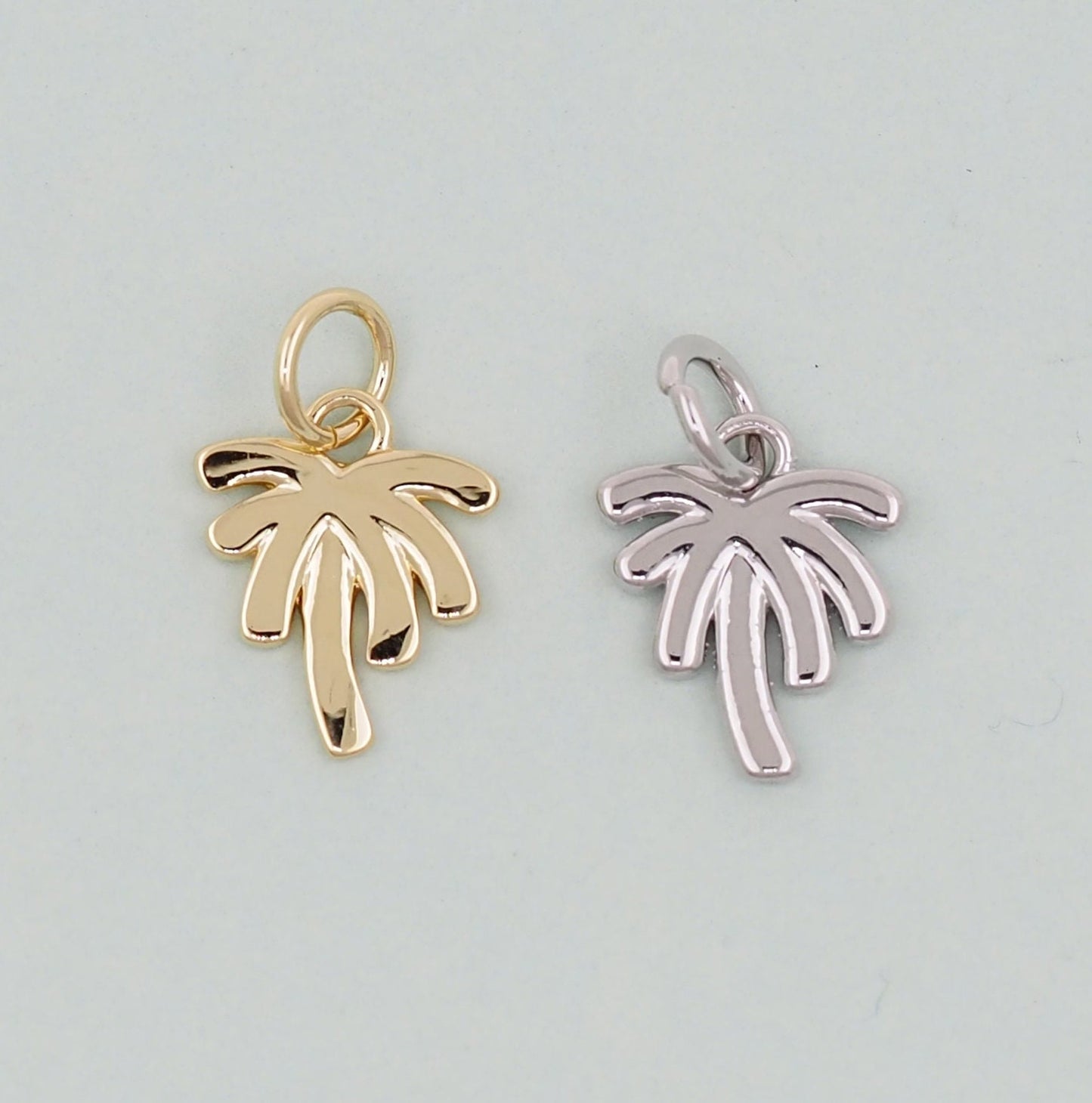 Gold Palm Tree Charms,18K Gold Filled Palm tree Pendant,Silver coconut tree Charm Bracelet Necklace for DIY Jewelry Making Supply