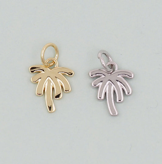 Gold Palm Tree Charms,18K Gold Filled Palm tree Pendant,Silver coconut tree Charm Bracelet Necklace for DIY Jewelry Making Supply