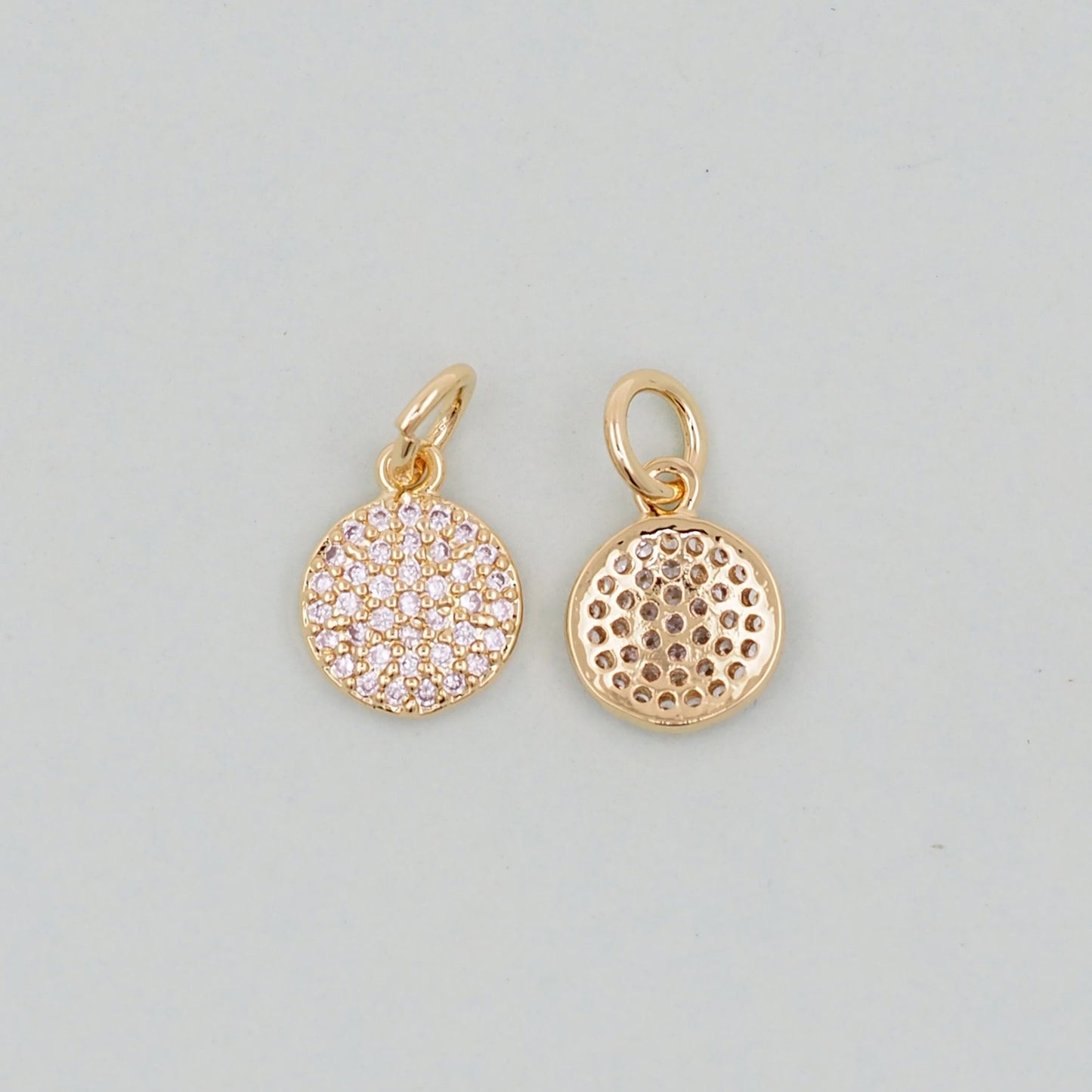 Gold Round Charms,18K Gold Filled Round Pendant,Silver geometryCharm Bracelet Necklace for DIY Jewelry Making Supply