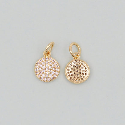 Gold Round Charms,18K Gold Filled Round Pendant,Silver geometryCharm Bracelet Necklace for DIY Jewelry Making Supply