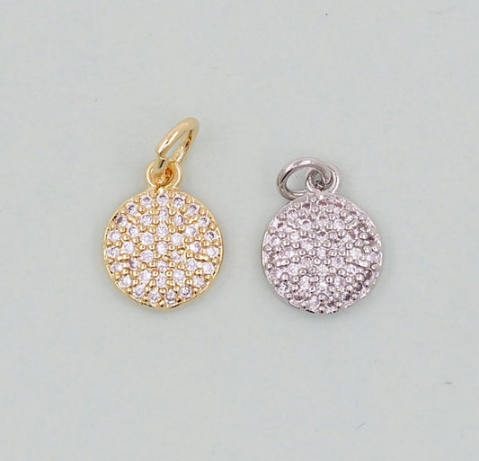Gold Round Charms,18K Gold Filled Round Pendant,Silver geometryCharm Bracelet Necklace for DIY Jewelry Making Supply