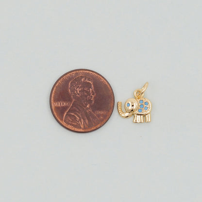 18K Gold Filled Elephant CZ Charm Pendant for Jewelry Making
