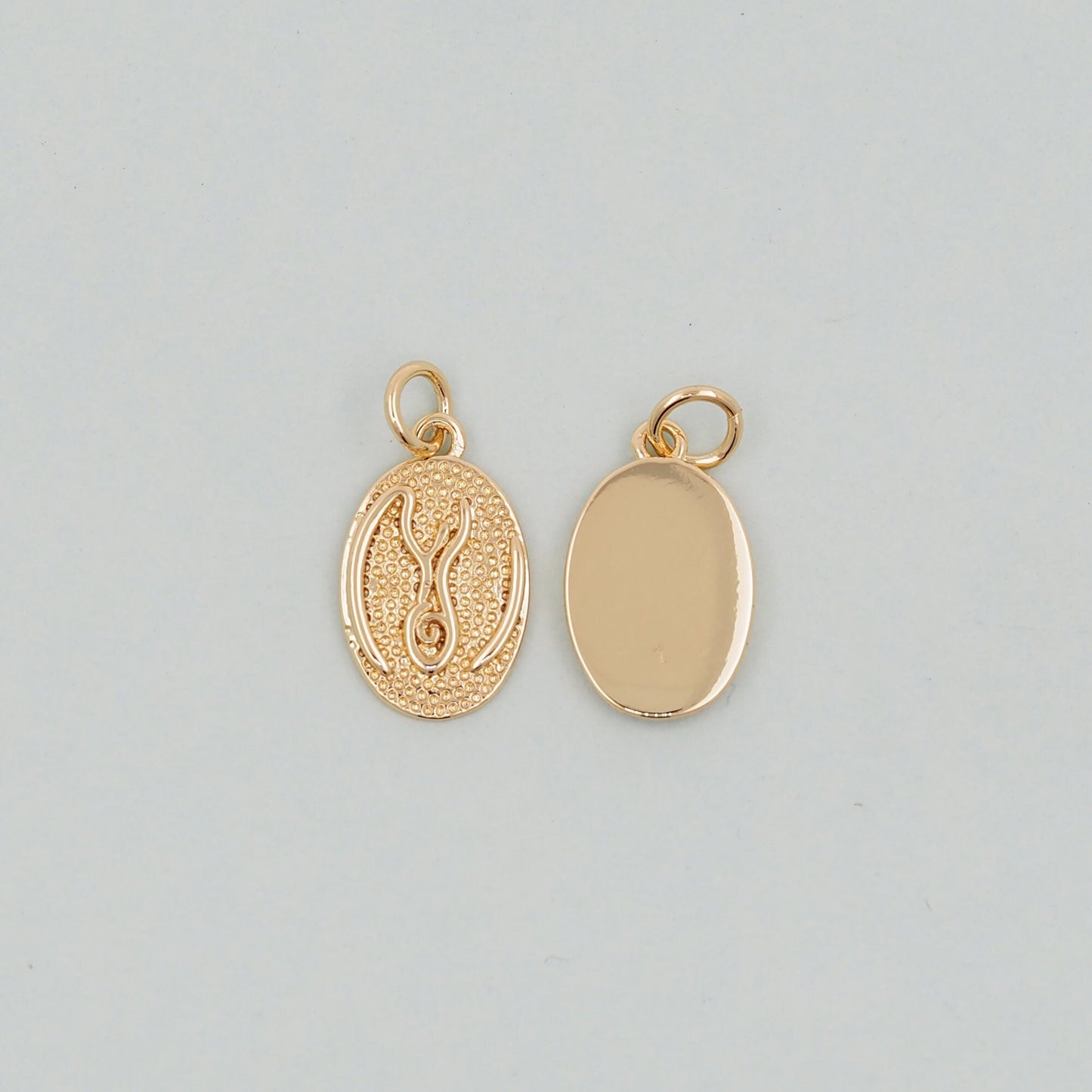 Gold Oval Charms,18K Gold Filled Oval Pendant,Silver geometry Charm Bracelet Necklace for DIY Jewelry Making Supply