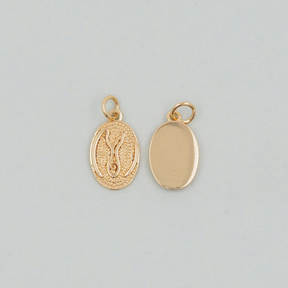 Gold Oval Charms,18K Gold Filled Oval Pendant,Silver geometry Charm Bracelet Necklace for DIY Jewelry Making Supply