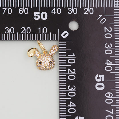Gold rabbit Charms,18K Gold Filled rabbit Pendant,Silver rabbit Charm Bracelet Necklace for DIY Jewelry Making Supply