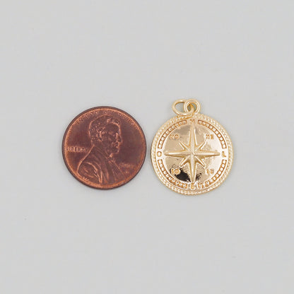 Gold Compass Charms,18K Gold Filled Starburst Pendant,North Star Charm Bracelet Necklace for DIY Jewelry Making Supply