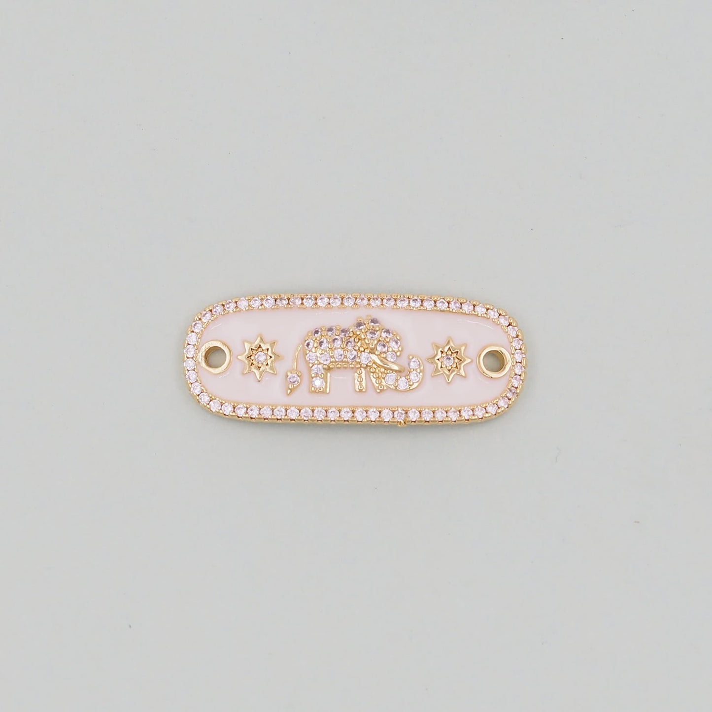 Gold Elephant Connector Charms,18K Gold Filled CZ Elephant Pendant,Elephant Charm Bracelet Necklace for DIY Jewelry Making Supply