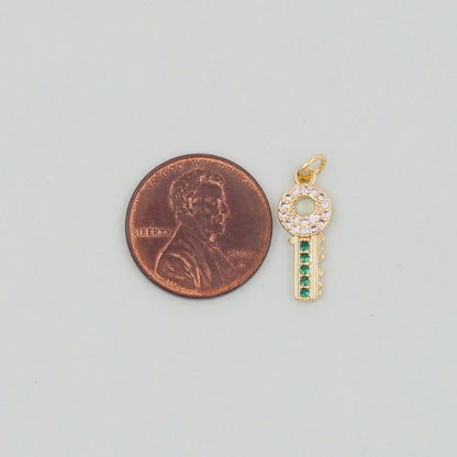 Gold Key Charms,18K Gold Filled Key Pendant,Key Charm Bracelet Necklace for DIY Jewelry Making Supply