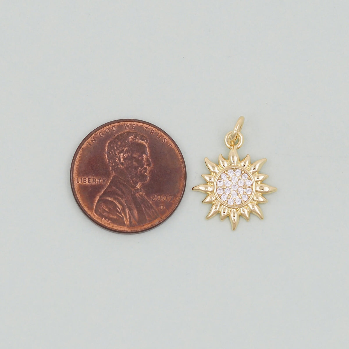 18K Gold Filled Sun CZ Charm Pendant for Jewelry Making