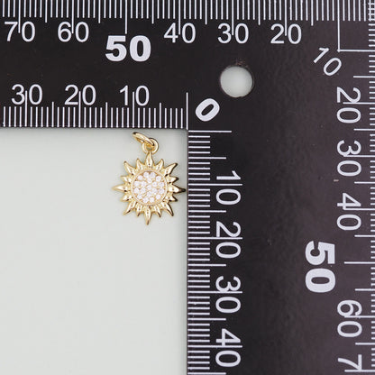 18K Gold Filled Sun CZ Charm Pendant for Jewelry Making