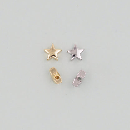 Gold Star Beads Charms,18K Gold Filled Star Bracelet Necklace for DIY Jewelry Making Supply hole 2mm