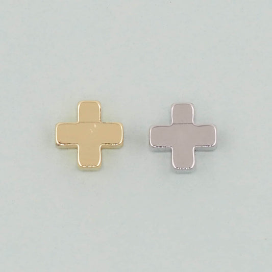 Gold Cross Beads Charms,18K Gold Filled Cross Bracelet Necklace for DIY Jewelry Making Supply hole 2mm