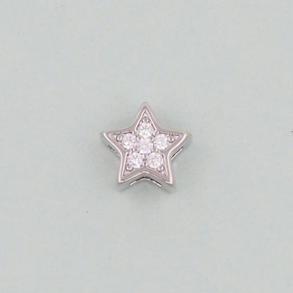 Silver Star spacer Beads Charms,18K Gold Filled Star Bracelet Necklace for DIY Jewelry Making Supply hole 2mm