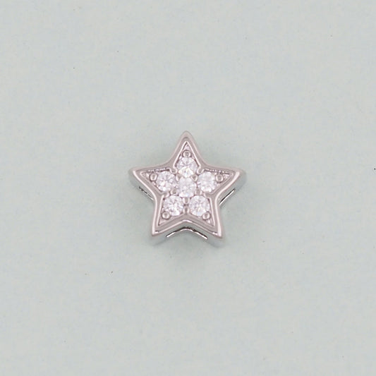 Silver Star spacer Beads Charms,18K Gold Filled Star Bracelet Necklace for DIY Jewelry Making Supply hole 2mm