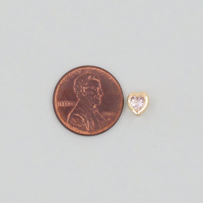 Gold Heart Spacer Beads Charms,18K Gold Filled Heart Bracelet Necklace for DIY Jewelry Making Supply hole 2mm