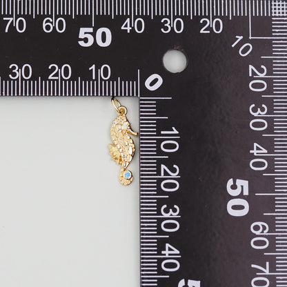 Gold seahorse Charms,18K Gold Filled seahorse Pendant,seahorse Charm Bracelet Necklace for DIY Jewelry Making Supply