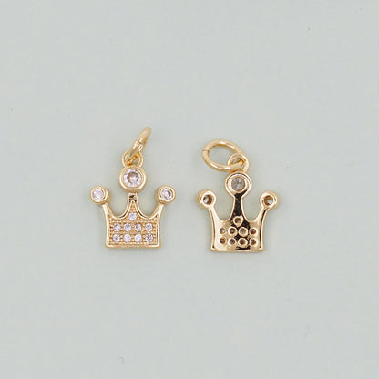Gold crown Charms,18K Gold Filled crown Pendant,crown Charm Bracelet Necklace for DIY Jewelry Making Supply