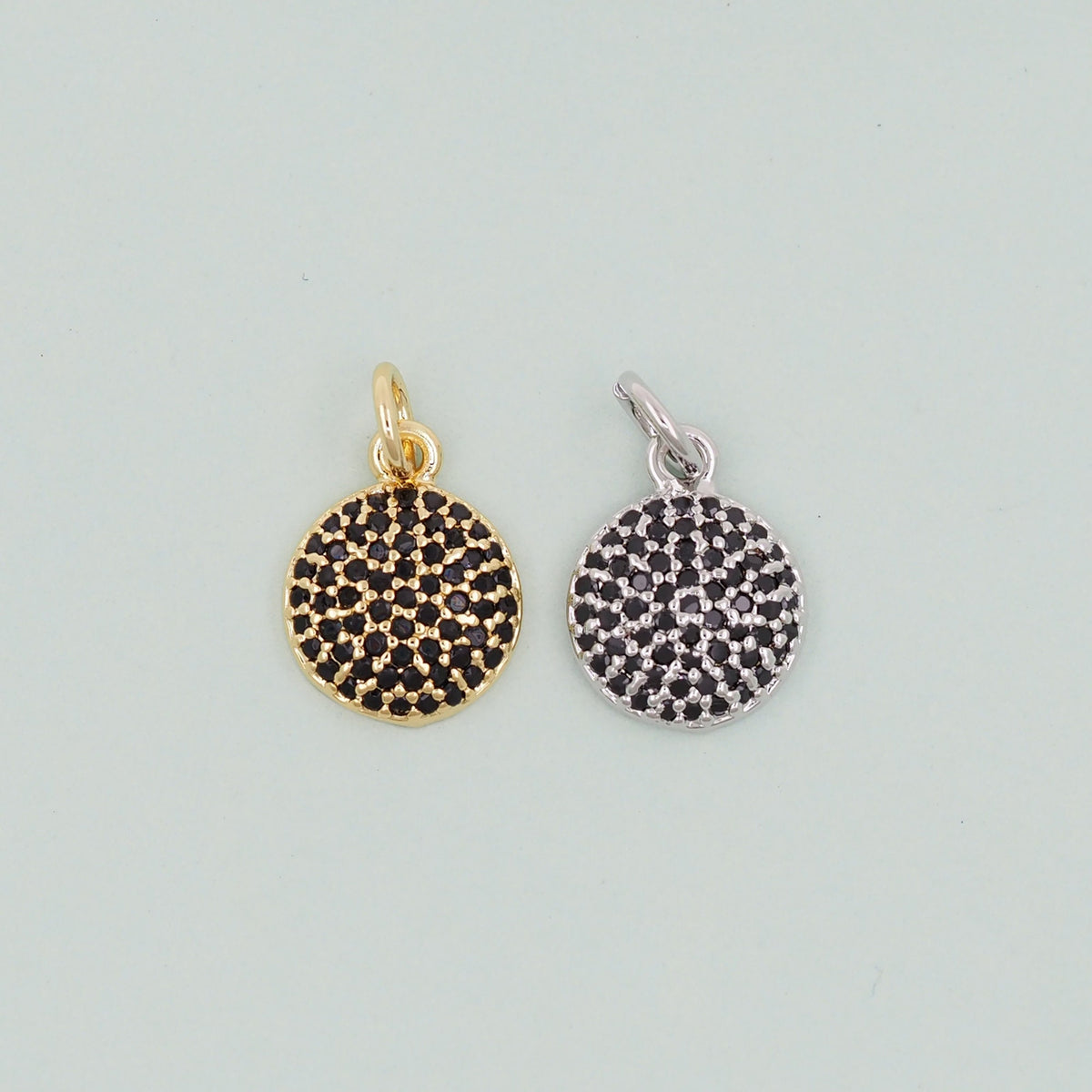 Gold Round Charms,18K Gold Filled Round Pendant,Silver geometry Charm Bracelet Necklace for DIY Jewelry Making Supply