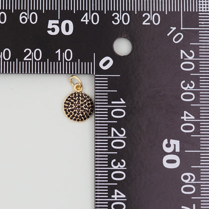 Gold Round Charms,18K Gold Filled Round Pendant,Silver geometry Charm Bracelet Necklace for DIY Jewelry Making Supply