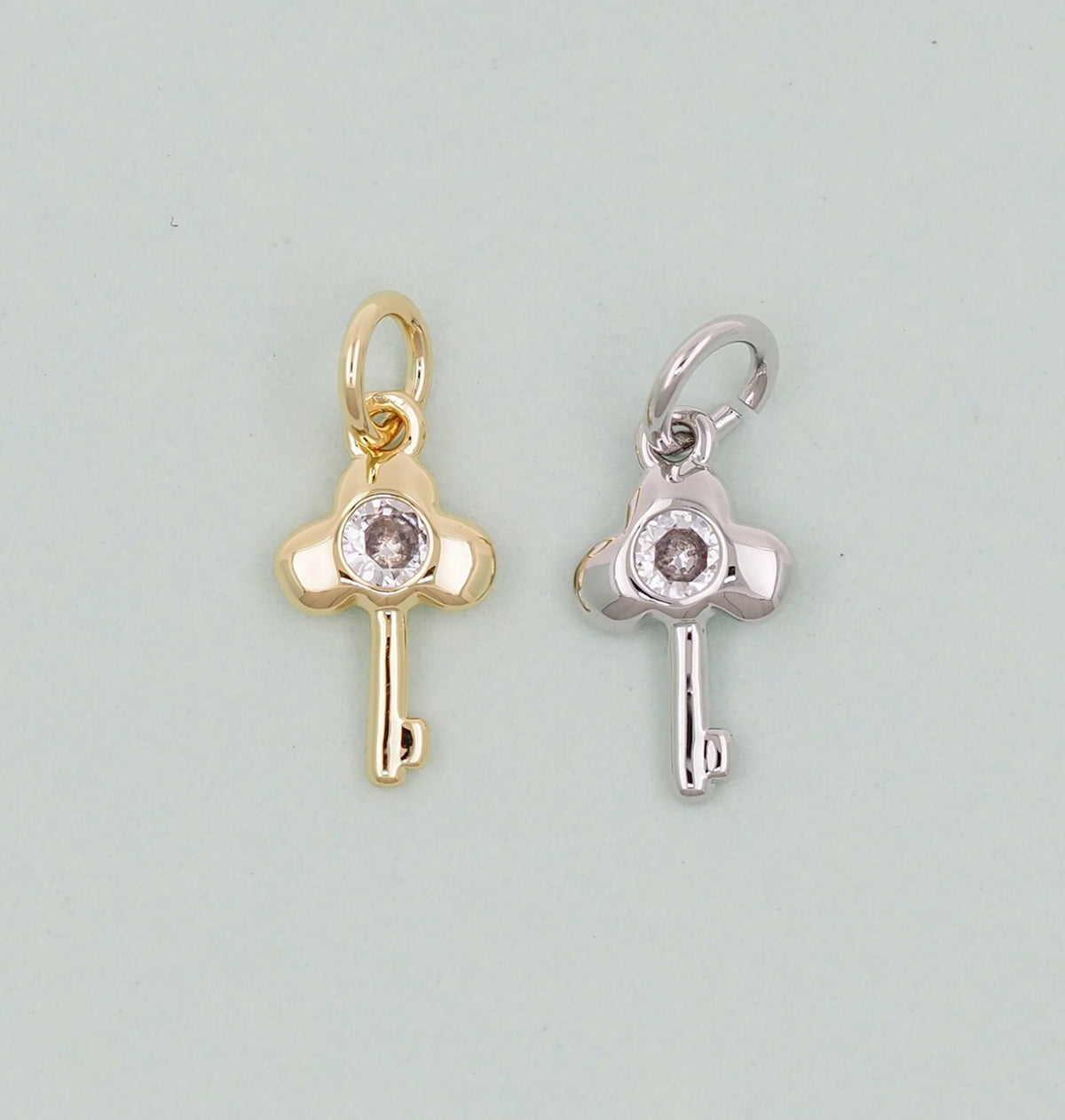 Gold Key Charms,18K Gold Filled Key Pendant,Key Charm Bracelet Necklace for DIY Jewelry Making Supply