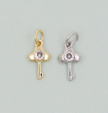 Gold Key Charms,18K Gold Filled Key Pendant,Key Charm Bracelet Necklace for DIY Jewelry Making Supply