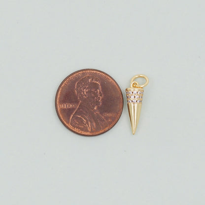 Gold spike Charms,18K Gold Filled spike Pendant,Silver spike Charm Bracelet Necklace for DIY Jewelry Making Supply