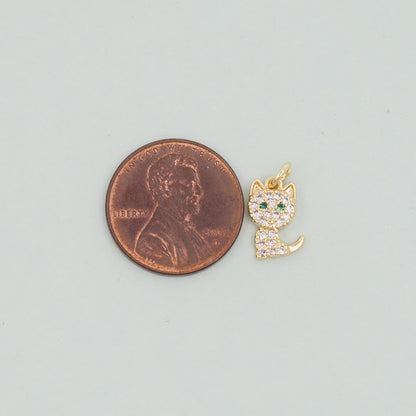 Cute Gold Cat Charms,18K Gold Filled Cat Pendant,Silver Cat Charm Bracelet Necklace for DIY Jewelry Making Supply