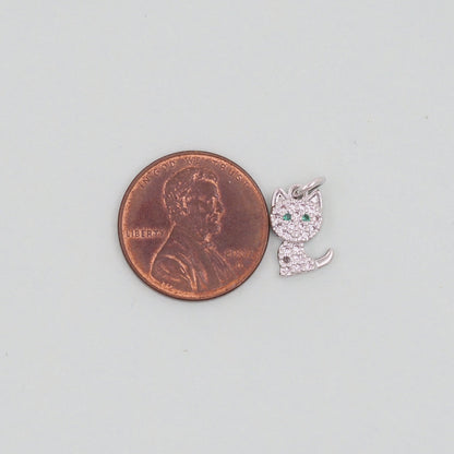 Cute Gold Cat Charms,18K Gold Filled Cat Pendant,Silver Cat Charm Bracelet Necklace for DIY Jewelry Making Supply