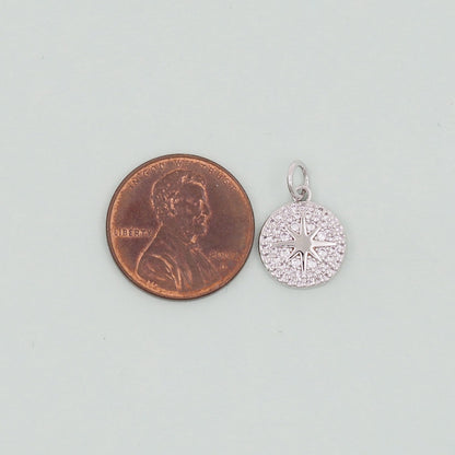 Gold Round Star Charms,18K Gold Filled Starburst Pendant,North Star Charm Bracelet Necklace for DIY Jewelry Making Supply