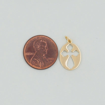 Gold Cross Charms,18K Gold Filled Cross Pendant,Silver Oval Charm Bracelet Necklace for DIY Jewelry Making Supply