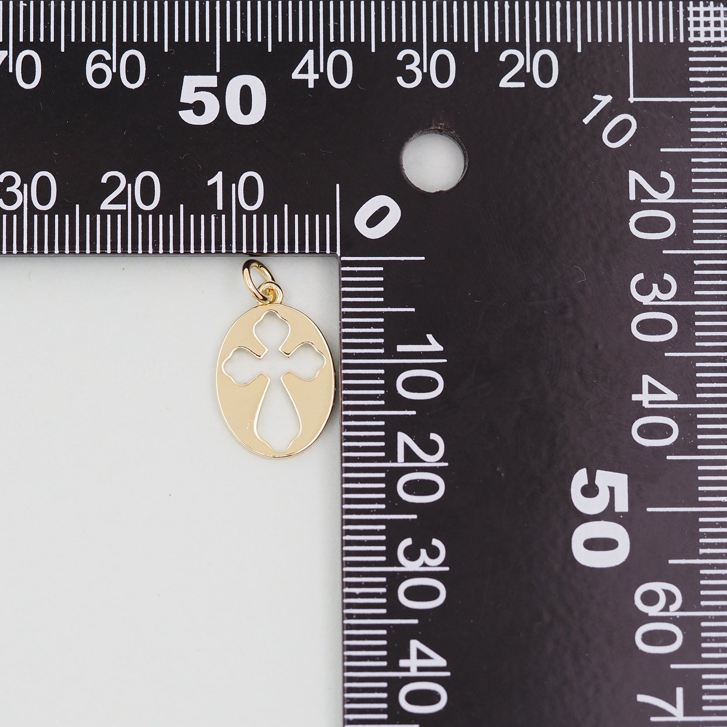 Gold Cross Charms,18K Gold Filled Cross Pendant,Silver Oval Charm Bracelet Necklace for DIY Jewelry Making Supply