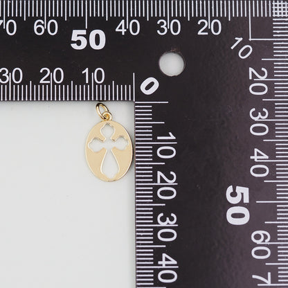 Gold Cross Charms,18K Gold Filled Cross Pendant,Silver Oval Charm Bracelet Necklace for DIY Jewelry Making Supply