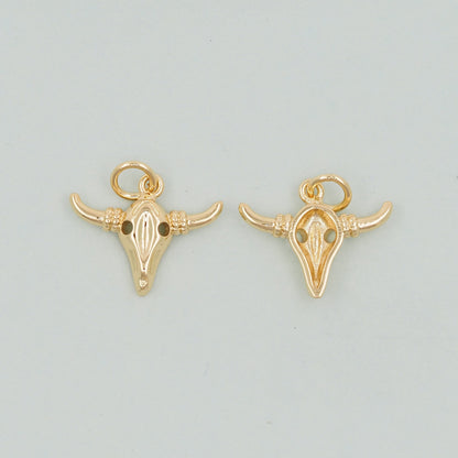Gold Bull Head Charms,18K Gold Filled bull head Pendant,Silver bull head Charm Bracelet Necklace for DIY Jewelry Making Supply