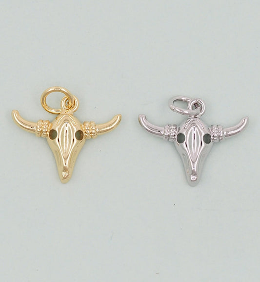 Gold Bull Head Charms,18K Gold Filled bull head Pendant,Silver bull head Charm Bracelet Necklace for DIY Jewelry Making Supply