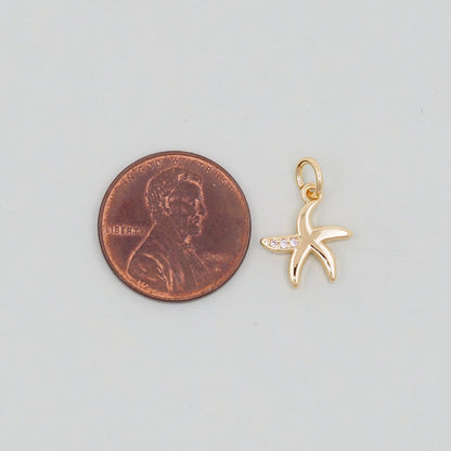 Gold Starfish Charms,18K Gold Filled Sea star Pendant,Starfish Charm Bracelet Necklace for DIY Jewelry Making Supply