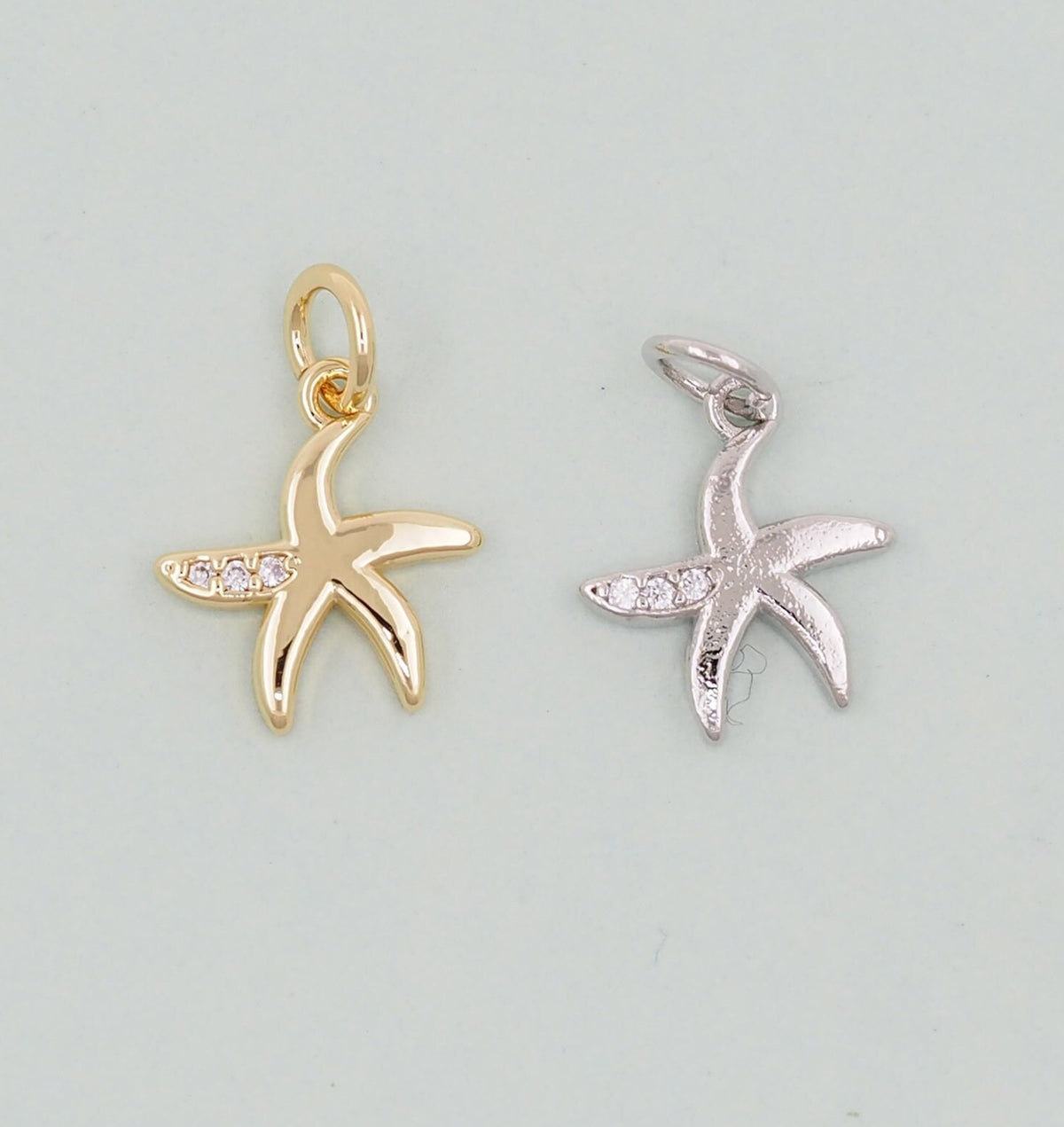 Gold Starfish Charms,18K Gold Filled Sea star Pendant,Starfish Charm Bracelet Necklace for DIY Jewelry Making Supply