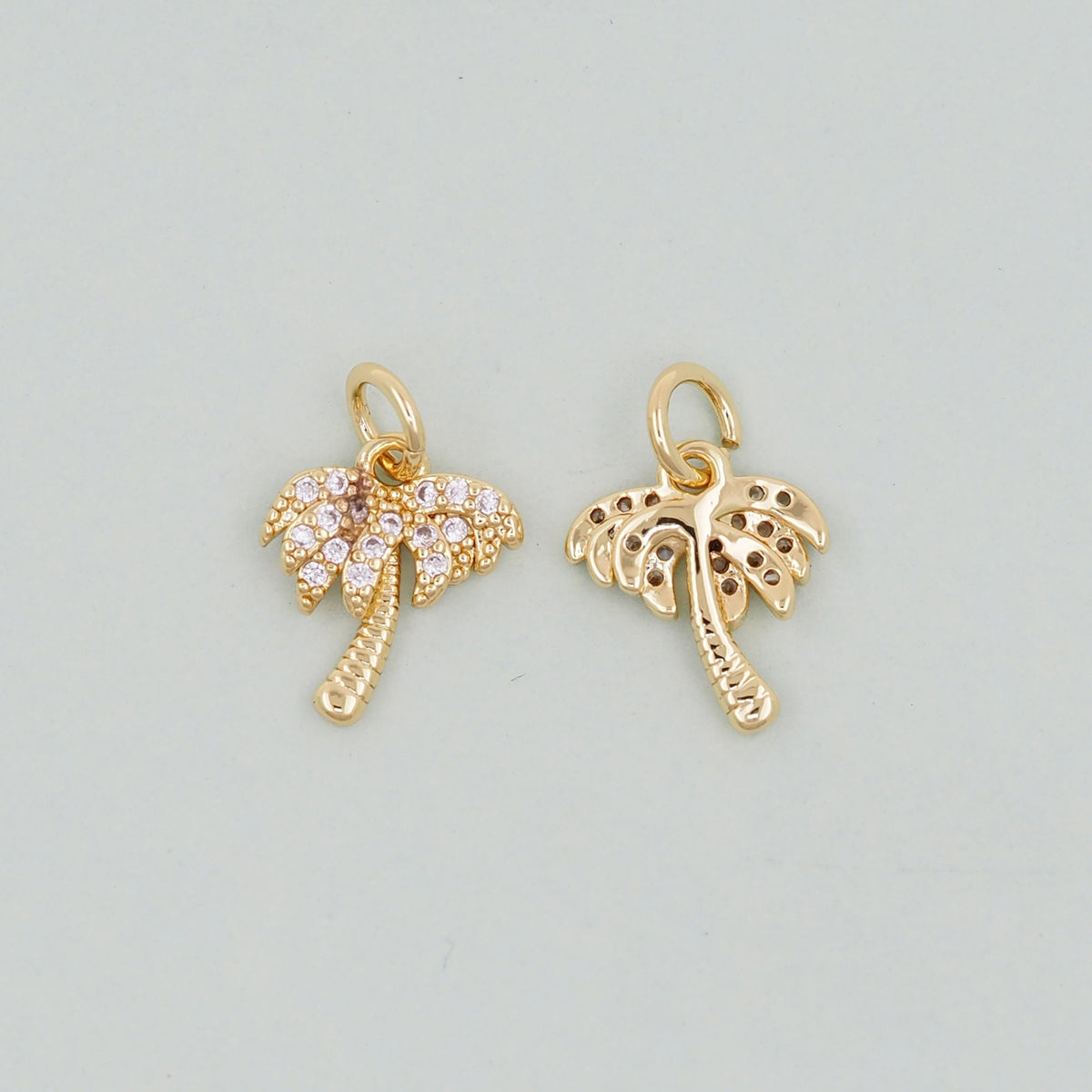 Gold Palm Tree Charms,18K Gold Filled Palm tree Pendant,Silver coconut tree Charm Bracelet Necklace for DIY Jewelry Making Su