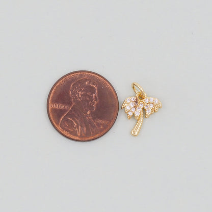 Gold Palm Tree Charms,18K Gold Filled Palm tree Pendant,Silver coconut tree Charm Bracelet Necklace for DIY Jewelry Making Su