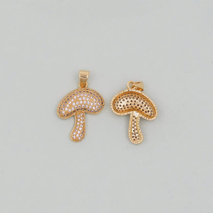 Gold mushroom Charms,18K Gold Filled mushroom Pendant,mushroom Charm Bracelet Necklace for DIY Jewelry Making Supply