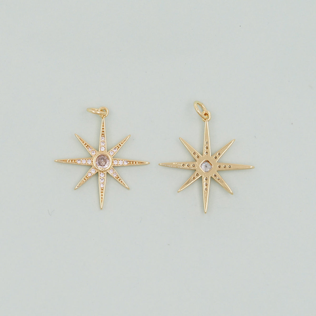 Gold Star Charms,18K Gold Filled Starburst Pendant,North Star Charm Bracelet Necklace for DIY Jewelry Making Supply