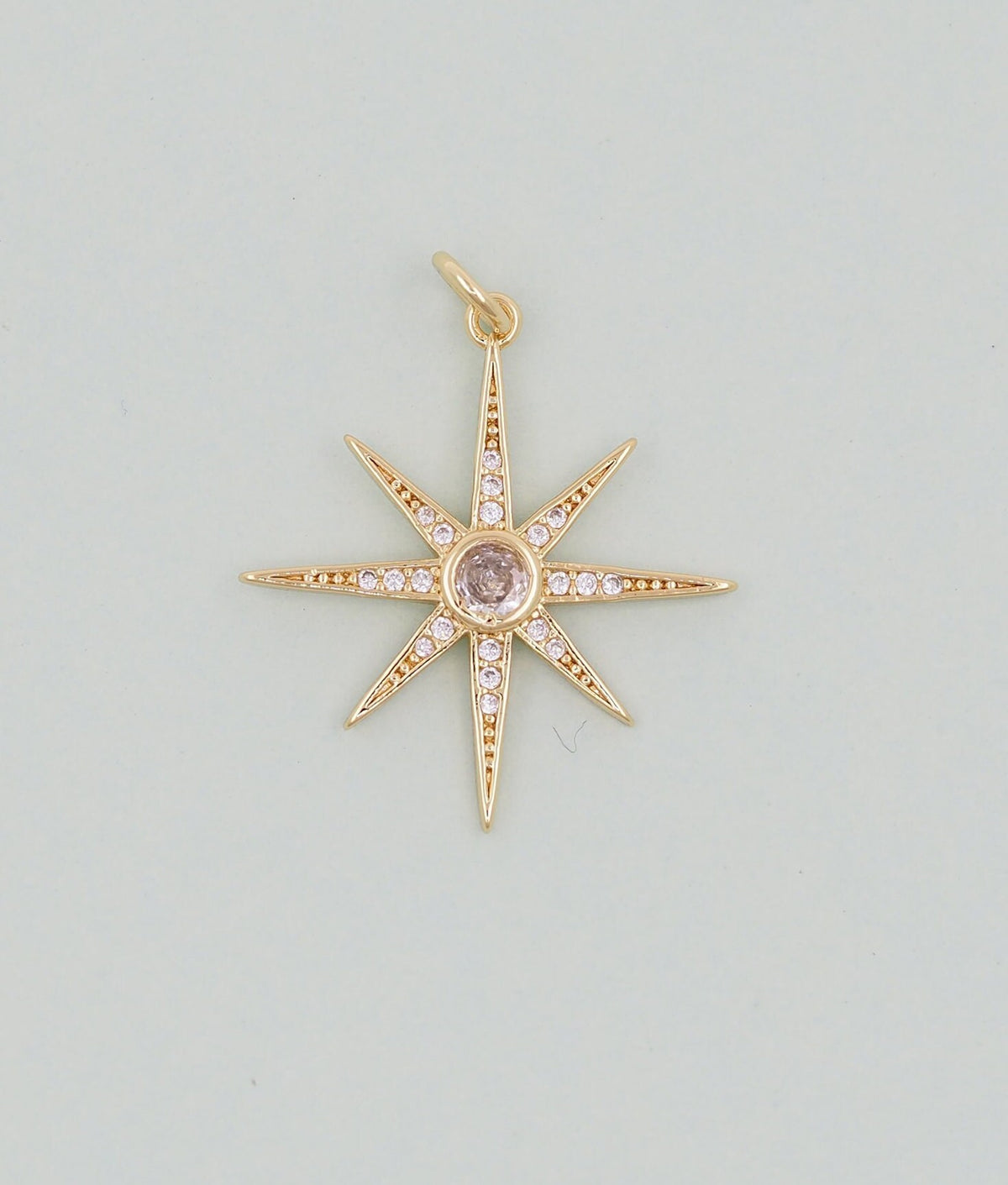 Gold Star Charms,18K Gold Filled Starburst Pendant,North Star Charm Bracelet Necklace for DIY Jewelry Making Supply