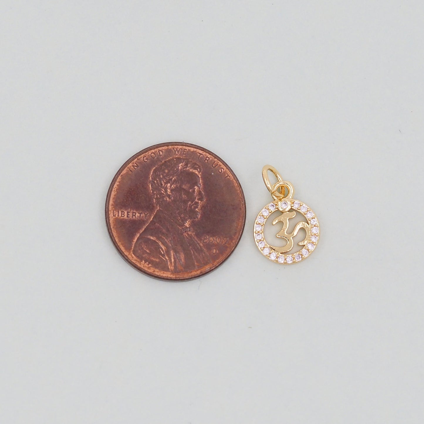 Gold Om Charms,18K Gold Filled OM Pendant,CZ Yoga Charm Bracelet Necklace for DIY Jewelry Making Supply