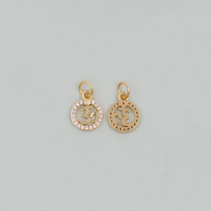 Gold Om Charms,18K Gold Filled OM Pendant,CZ Yoga Charm Bracelet Necklace for DIY Jewelry Making Supply