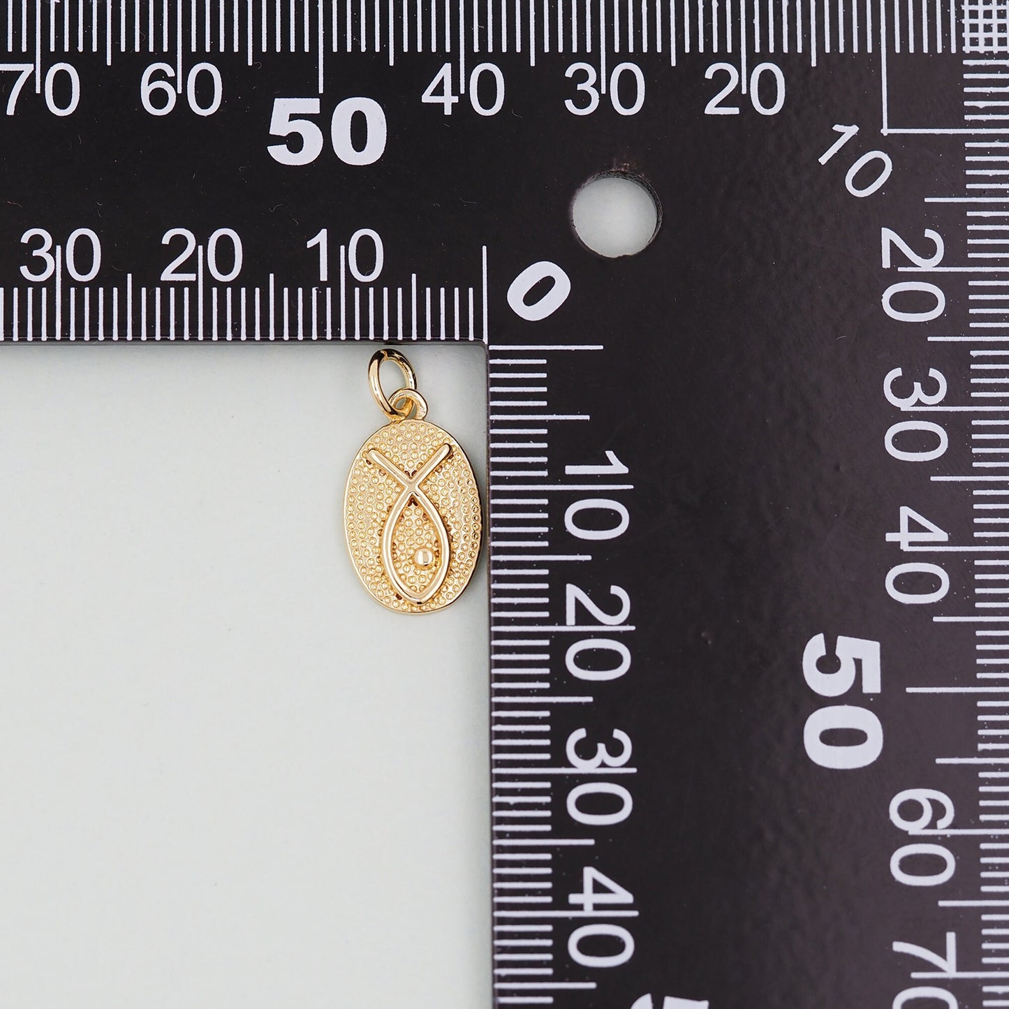 Gold Oval Charms,18K Gold Filled Oval Pendant,Silver Fish Symbol Charm Bracelet Necklace for DIY Jewelry Making Supply