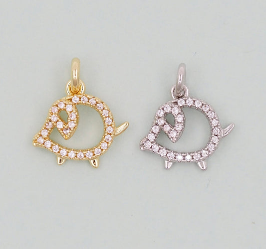 Gold Pig Charms,18K Gold Filled Pig Pendant,Silver Pig  Charm Bracelet Necklace for DIY Jewelry Making Supply