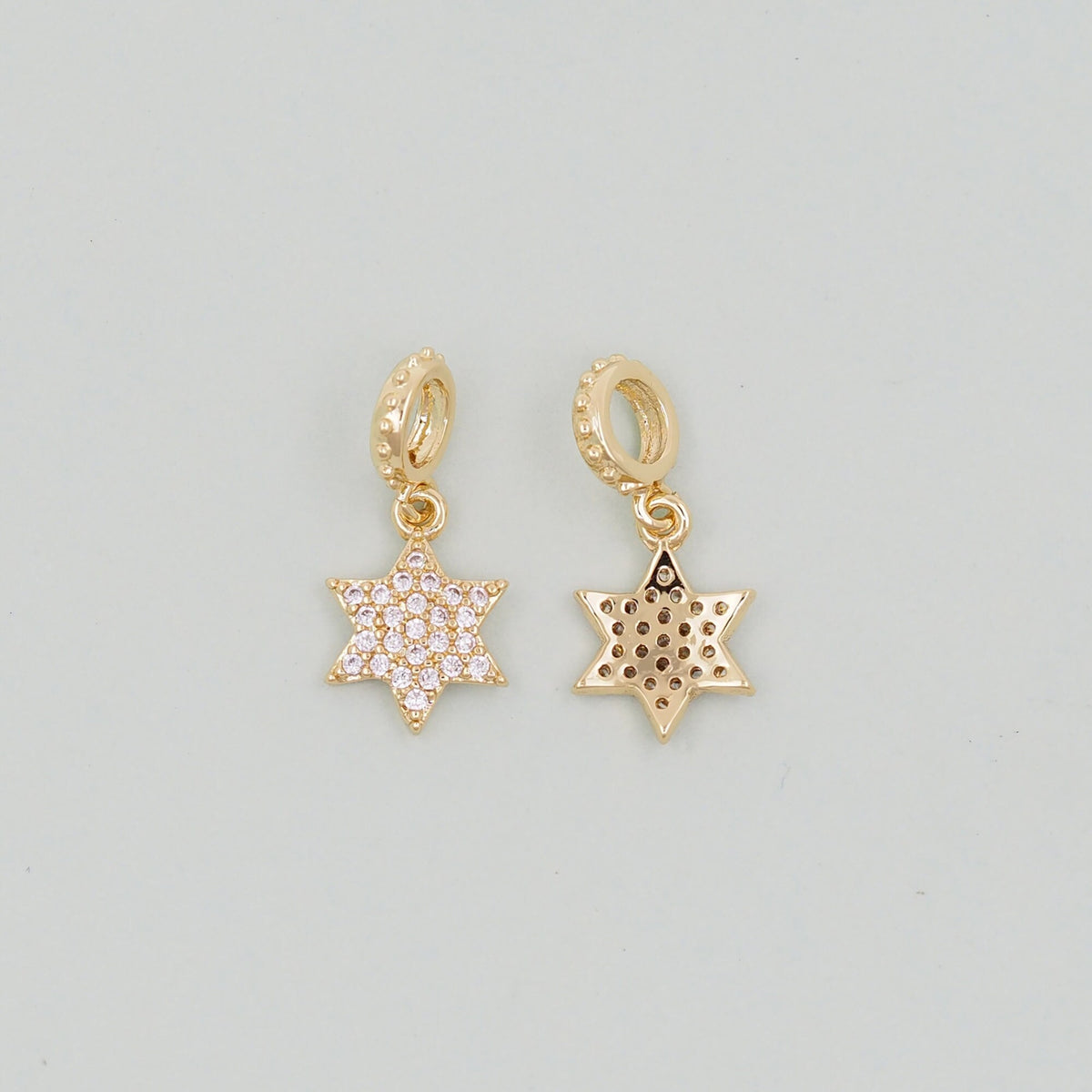 Gold David Star Charms,18K Gold Filled CZ Micro Pave Star Pendant,Silver Star Charm Bracelet Necklace for DIY Jewelry Making 