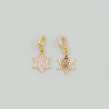 Gold David Star Charms,18K Gold Filled CZ Micro Pave Star Pendant,Silver Star Charm Bracelet Necklace for DIY Jewelry Making 