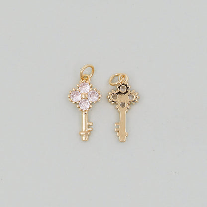 Gold Key Charms,18K Gold Filled Key Pendant,Key Charm Bracelet Necklace for DIY Jewelry Making Supply